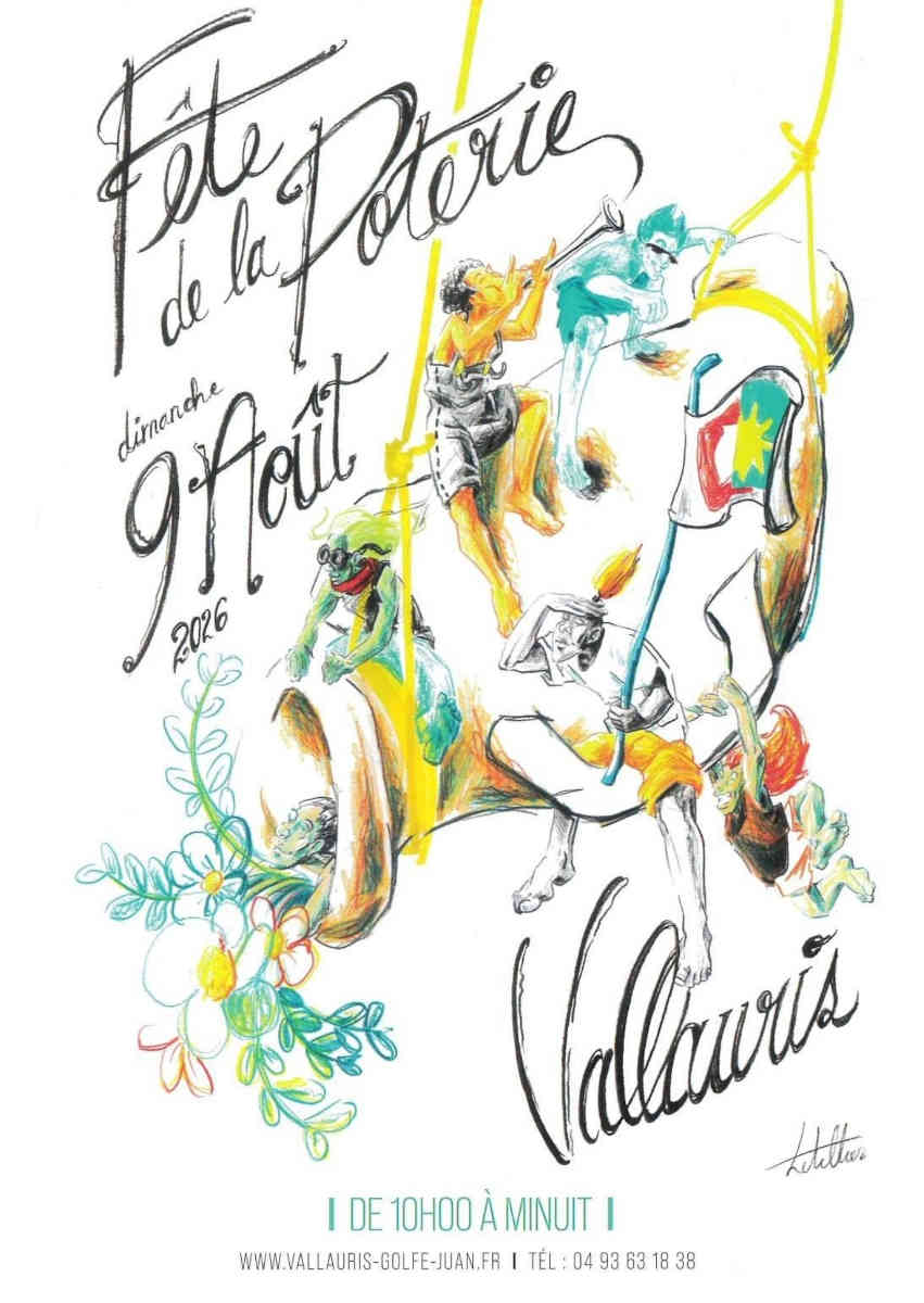 Marché de potiers et créations artisanales lors de la Fête de la Poterie de Vallauris sur la Côte d'Azur
