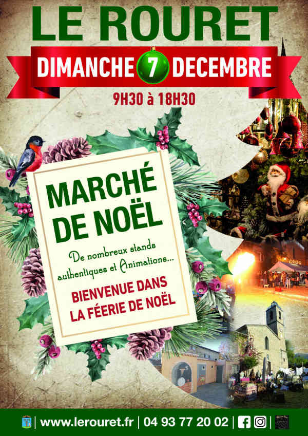 Marché de Noël du Rouret : producteurs locaux, artisanat, gourmandises et ambiance festive. Un rendez-vous chaleureux et authentique au cœur des fêtes.