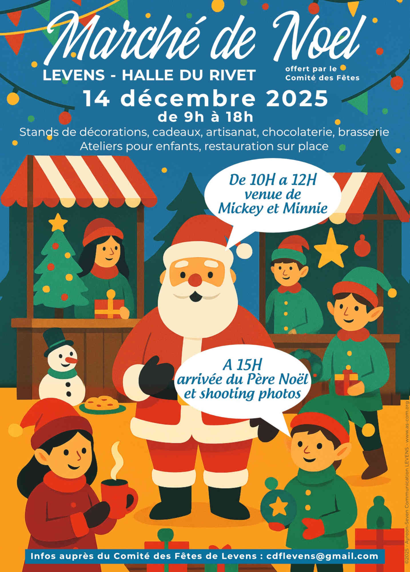 Marché de Noël de Levens : artisans et producteurs locaux, gourmandises et animations festives pour toute la famille. Célébrez Noël dans une ambiance chaleureuse et conviviale.