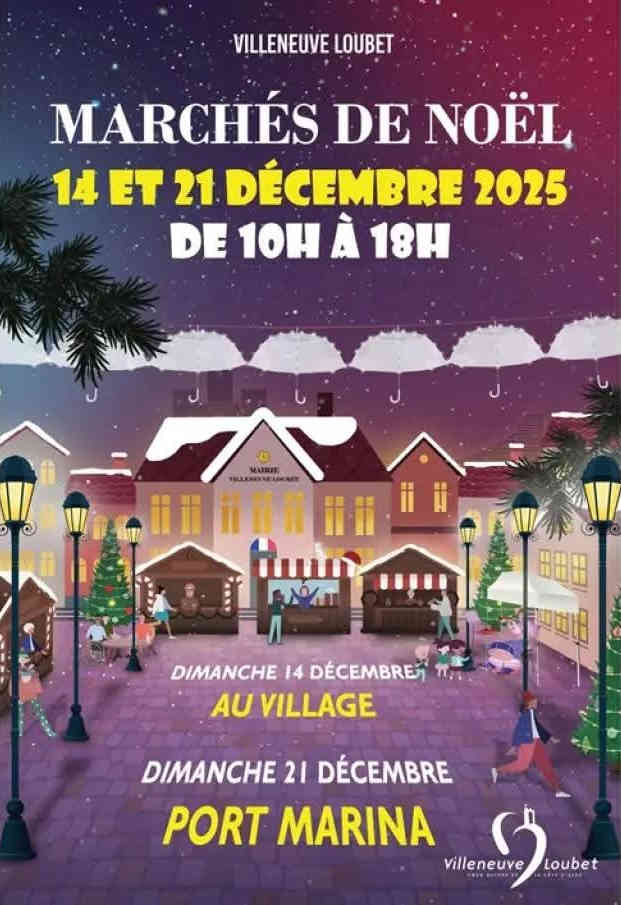Marché de Noël à Marina Baie des Anges – chalets et ambiance festive en bord de mer