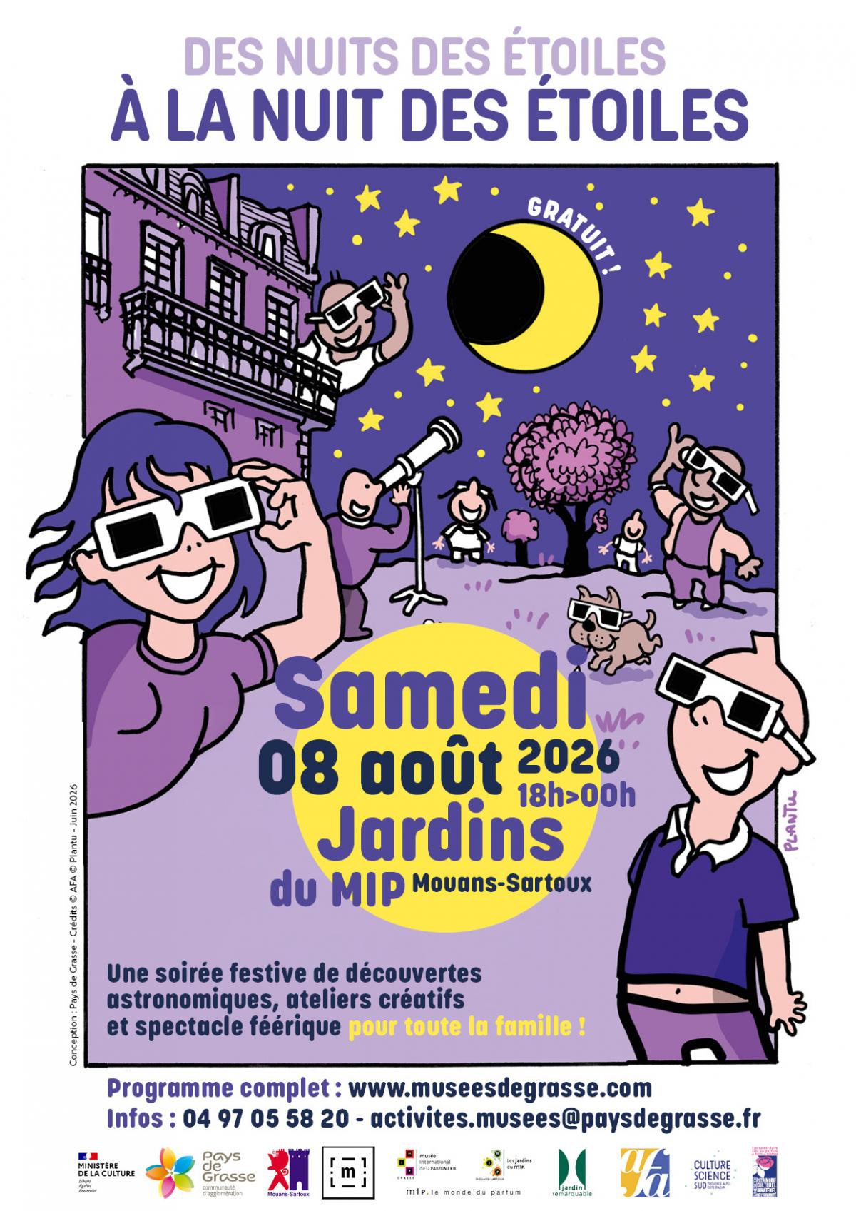 La Nuit des Étoiles à Mouans-Sartoux avec observation des étoiles et animations d'astronomie en famille.