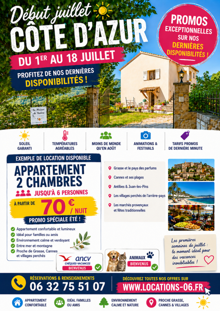 locations de vacances à petit prix sur la Côte d'Azur