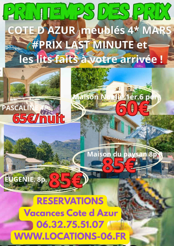 locations de vacances à prix réduit sur la cote d'azur